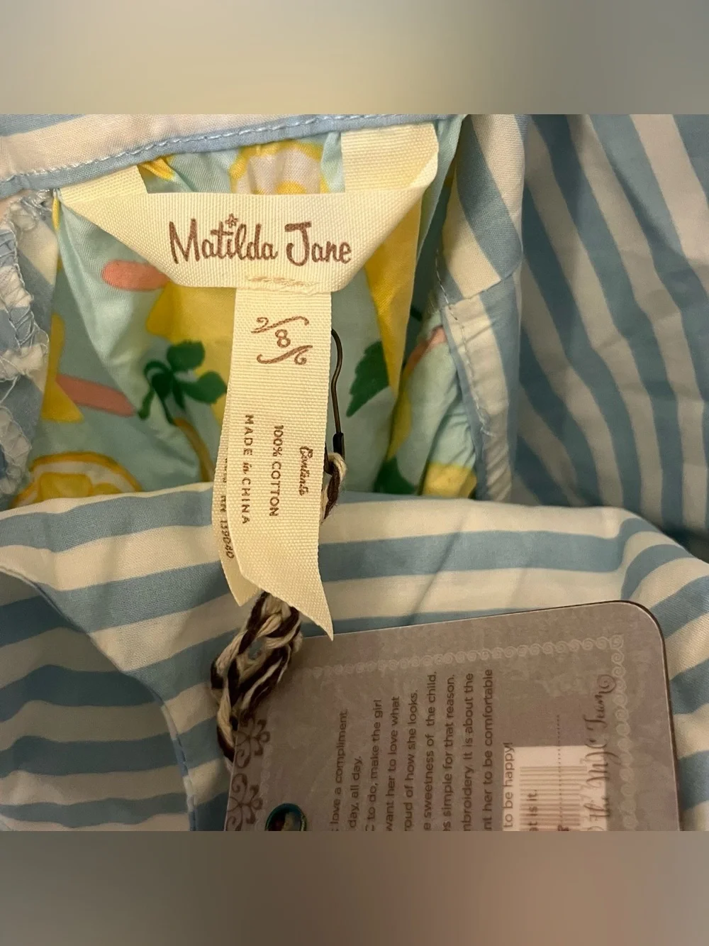 NWT Matilda Jane Sweet Trip Tiered Maxi Dress Girls Size 8 Lemon Stripe Gingham